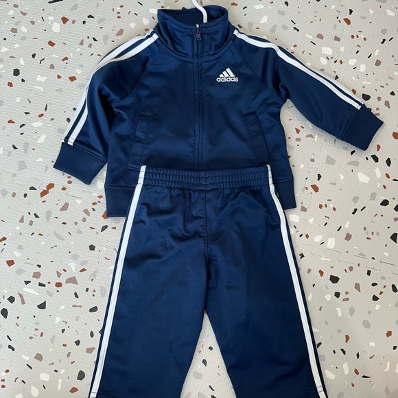 Baby Adidas Dark Blue Tracksuit with White Accents - Picture 1 of 1